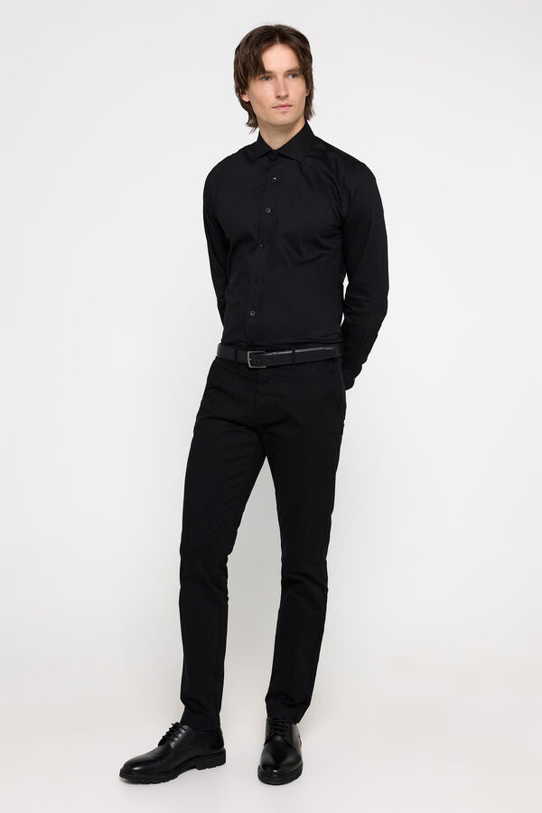 Milano Camisa Entallada lisa Negro