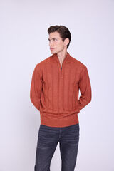 Milano Camisola Canalé com fecho médio laranja