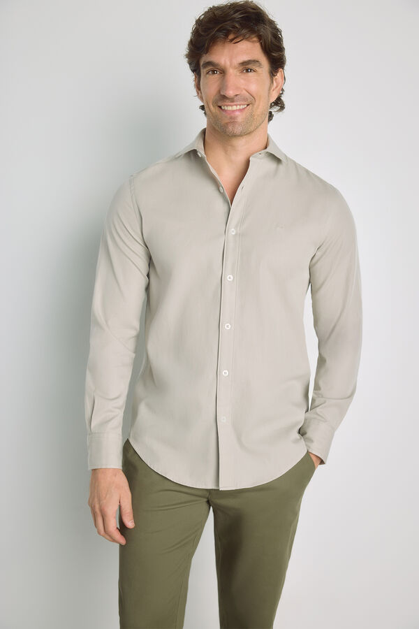 Milano Camisa lisa manga larga Gris Claro