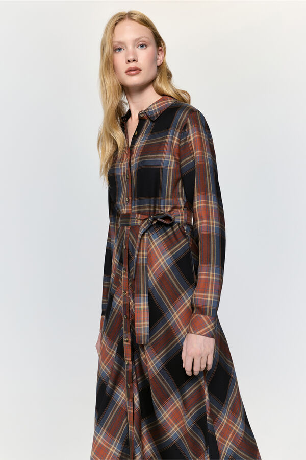 Milano Vestido camisero cuadros Beige