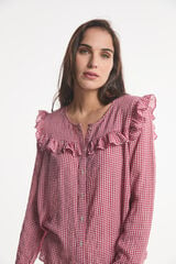 Fifty Outlet Blusa Vichy bege médio