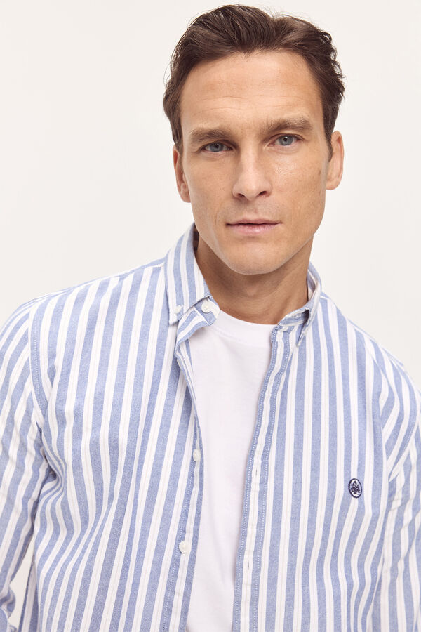 Springfield Camisa Oxford Rayas Azul Oscuro