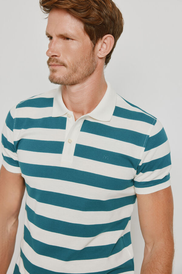 Milano Polo de riscas de manga curta Azul