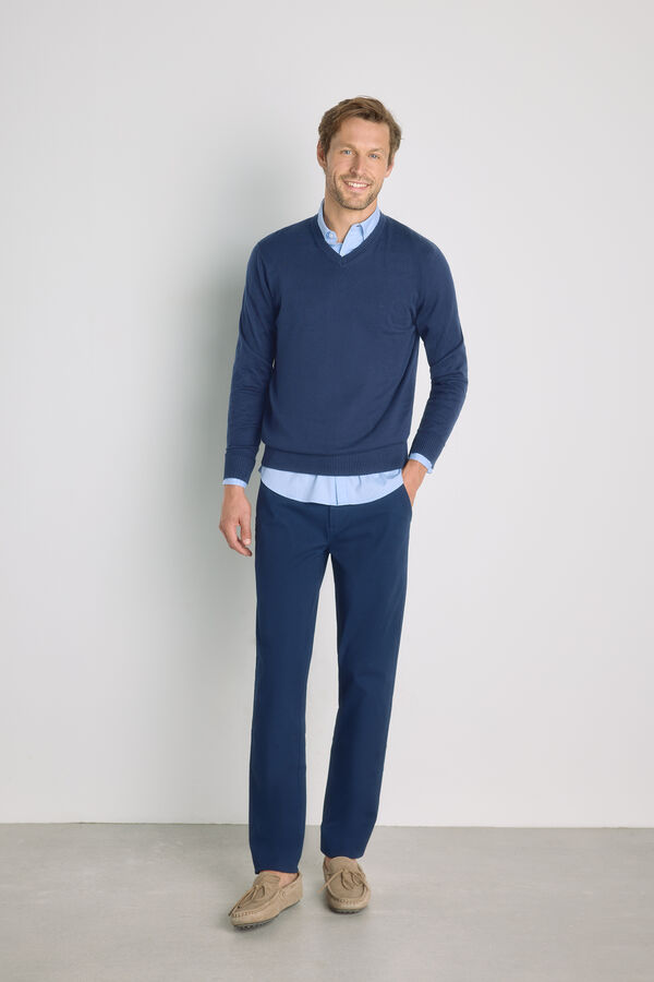 Milano Camisola gola em bico Marinho