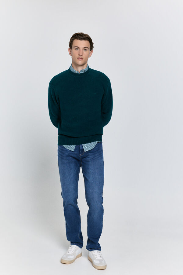 Milano Jersey cuello caja regular fit Azul