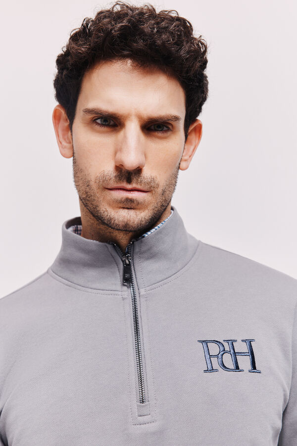 Pedro del Hierro Sudadera cuello semicisne con cremallera Gris