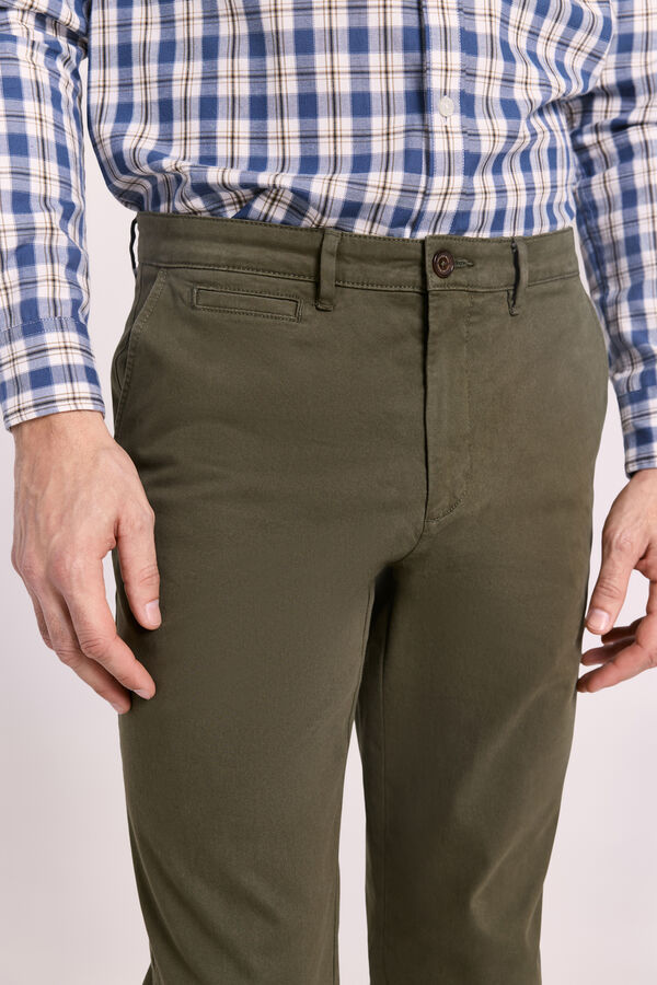 Pedro del Hierro Pantalón chino comfort fit Kaki Oscuro