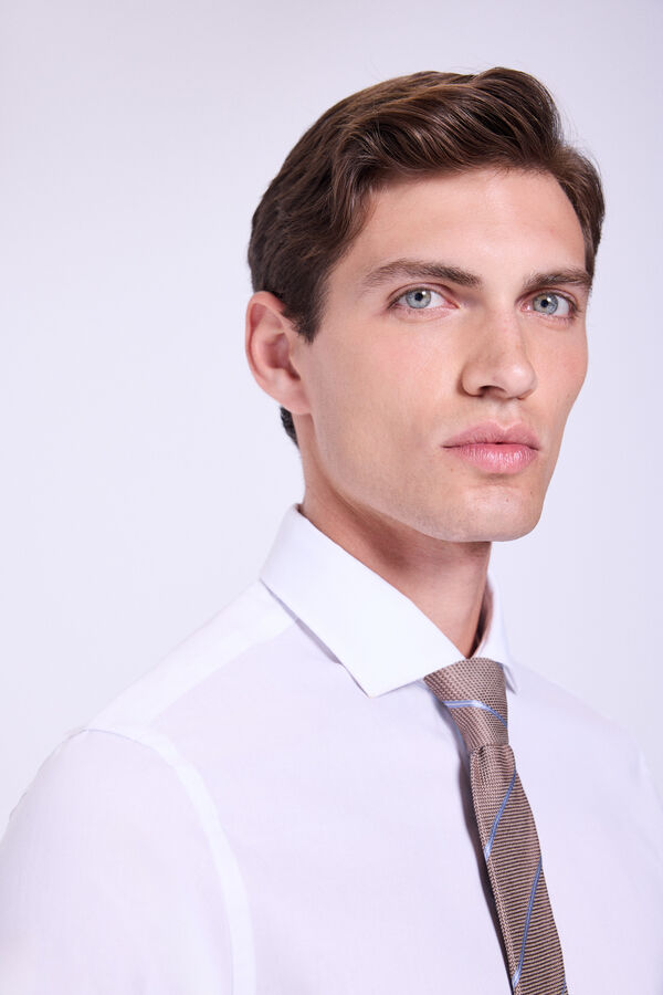 Milano Camisa Vestir Microestrutura Branco