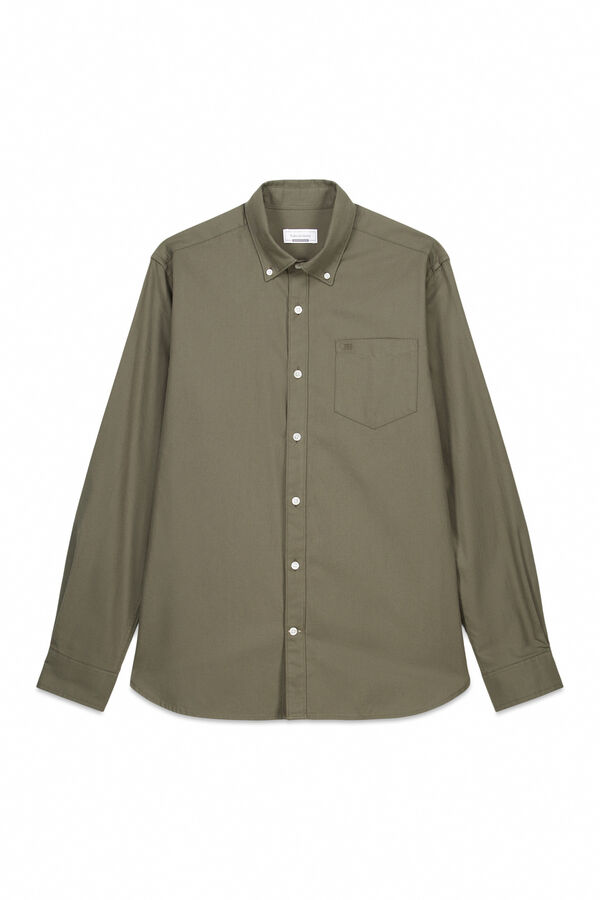 Pedro del Hierro Camisa lisa relaxed fit Kaki Oscuro