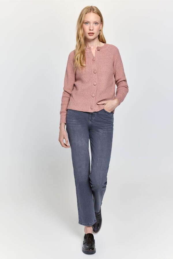 Milano Cardigan de punto botones forrados Rosa