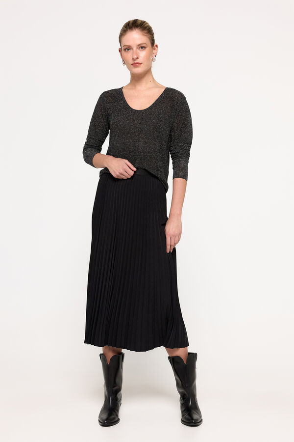 Milano Jersey de punto metalizado Negro