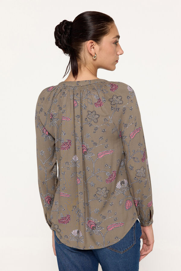 Milano Blusa decote bico Estampado verde