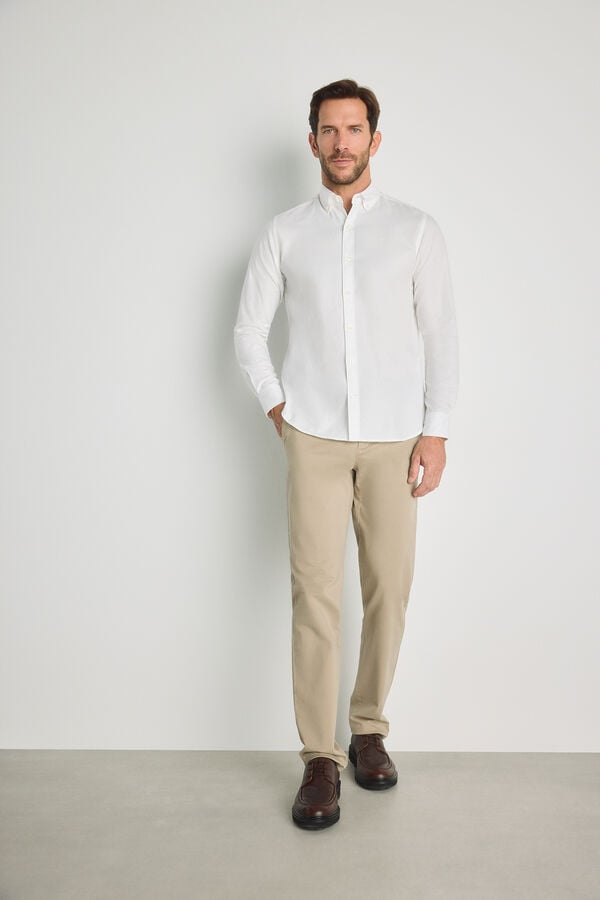 Pedro del Hierro Camisa lisa de manga comprida Branco
