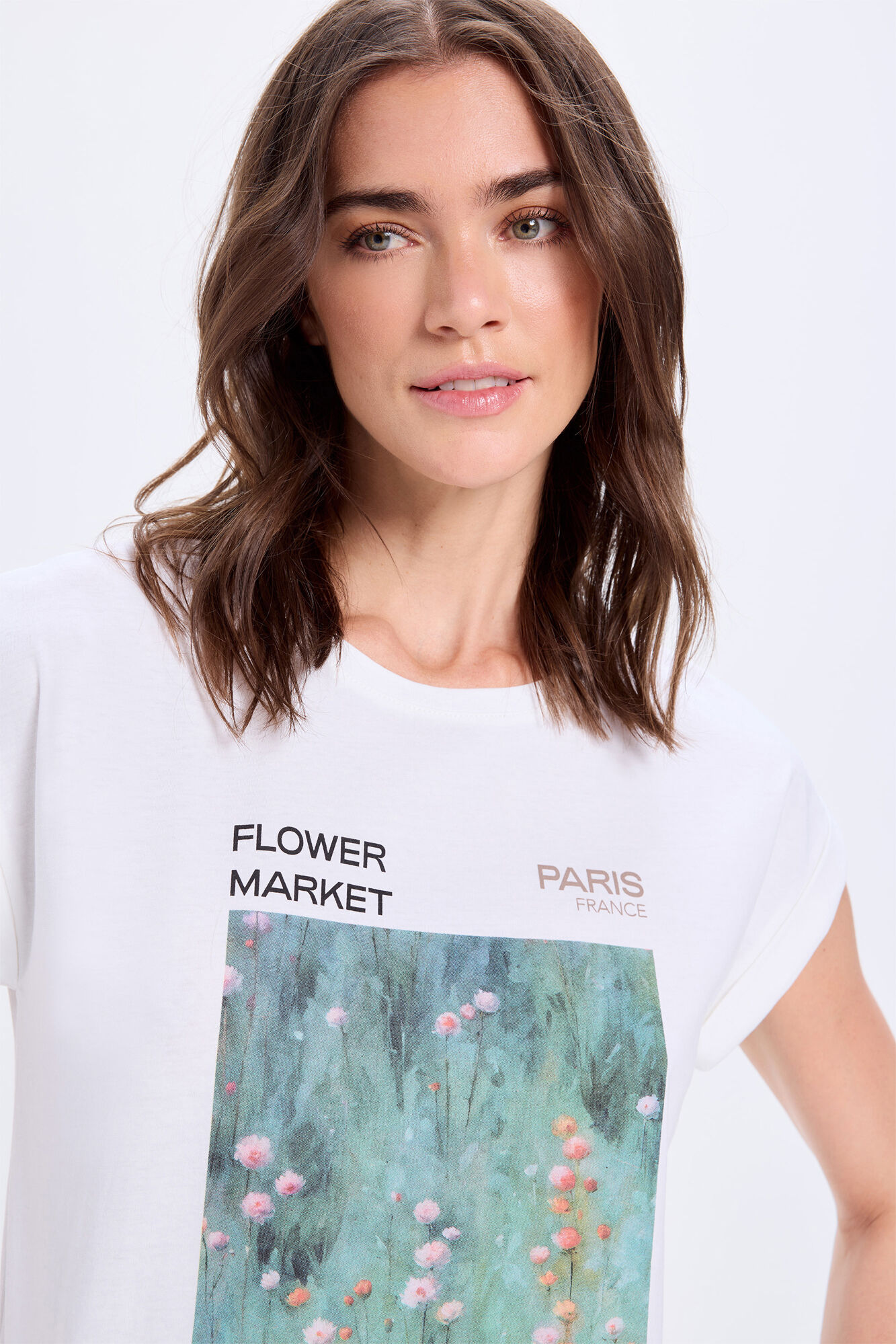 Milano Camiseta algodon manga vuelta estampado en delantero