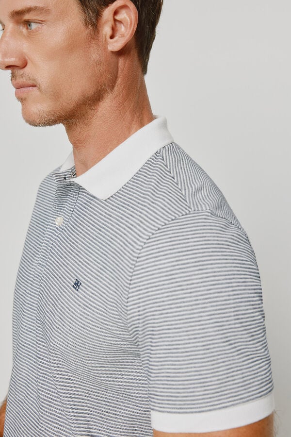 Pedro del Hierro Polo de riscas de manga curta Branco