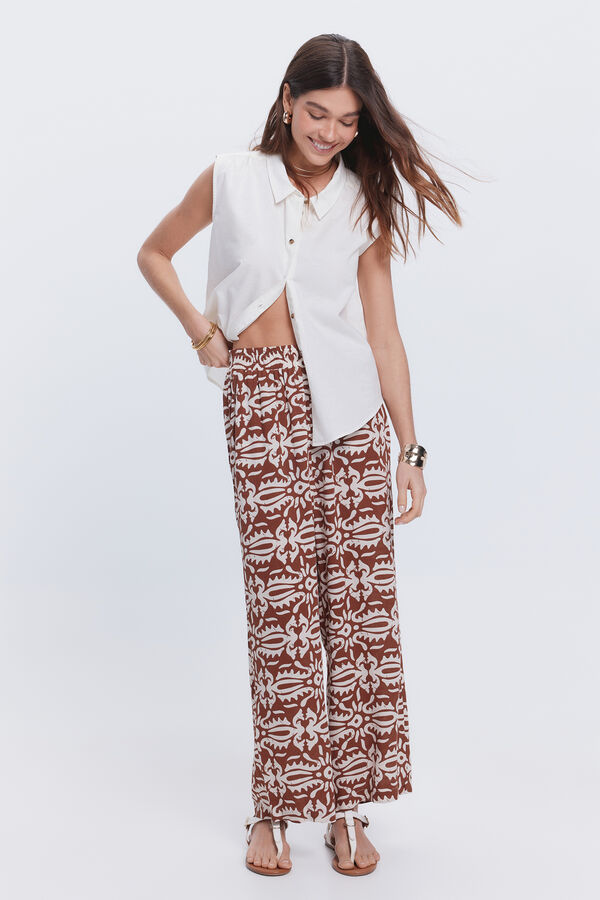 Milano Camisa de linho com ombros ca&iacute;dos Marfim