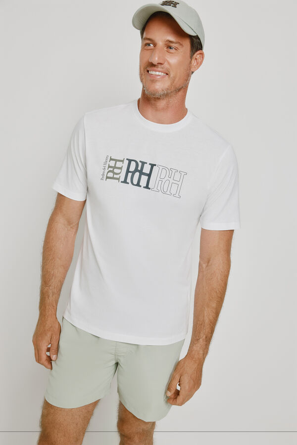 Pedro del Hierro Camiseta manga corta estampada Blanco