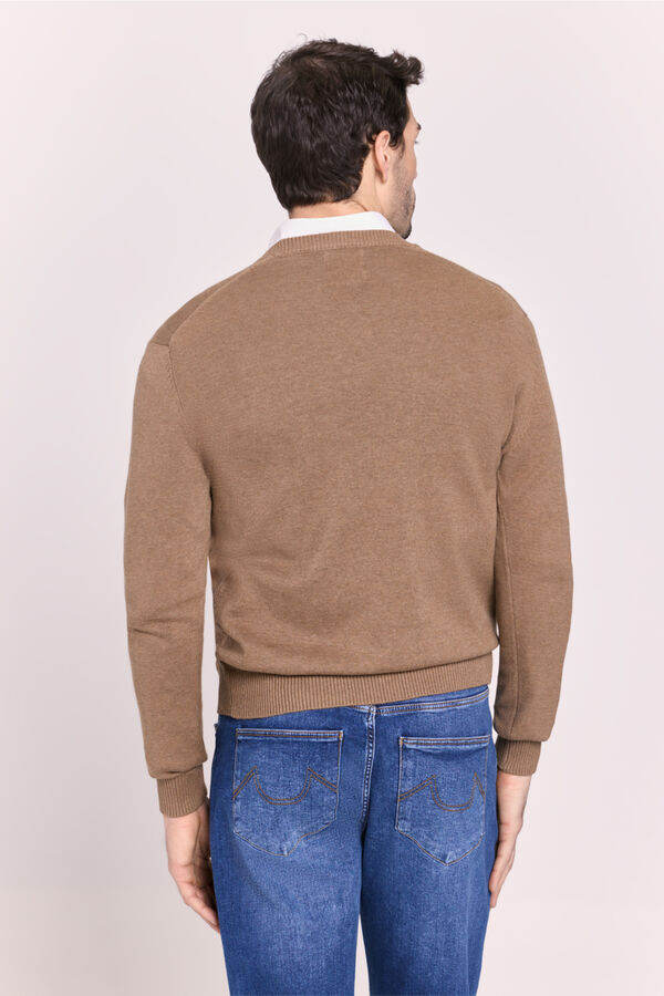 Milano Jersey cuello pico Marr&oacute;n