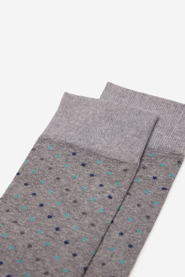 Milano Calcetines media ca&ntilde;a print puntos. Gris Oscuro