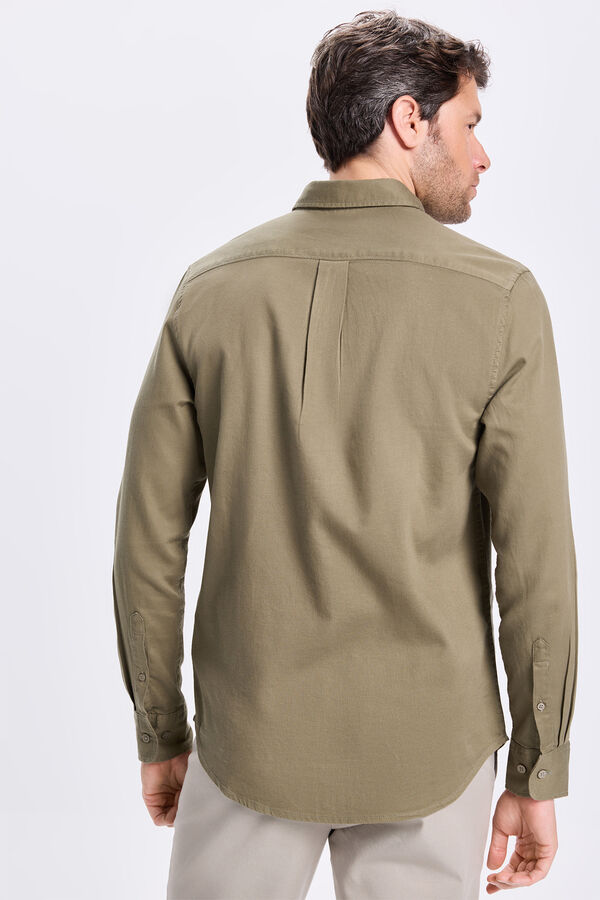 Milano Camisa Sport Estructura Kaki Oscuro