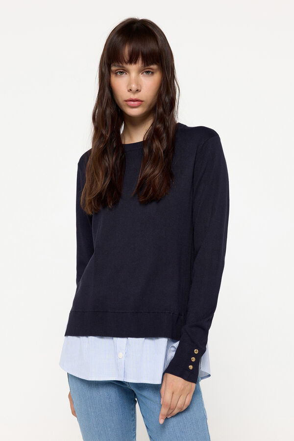 Milano Camisola viscose com camisa combinada em baixo Marinho