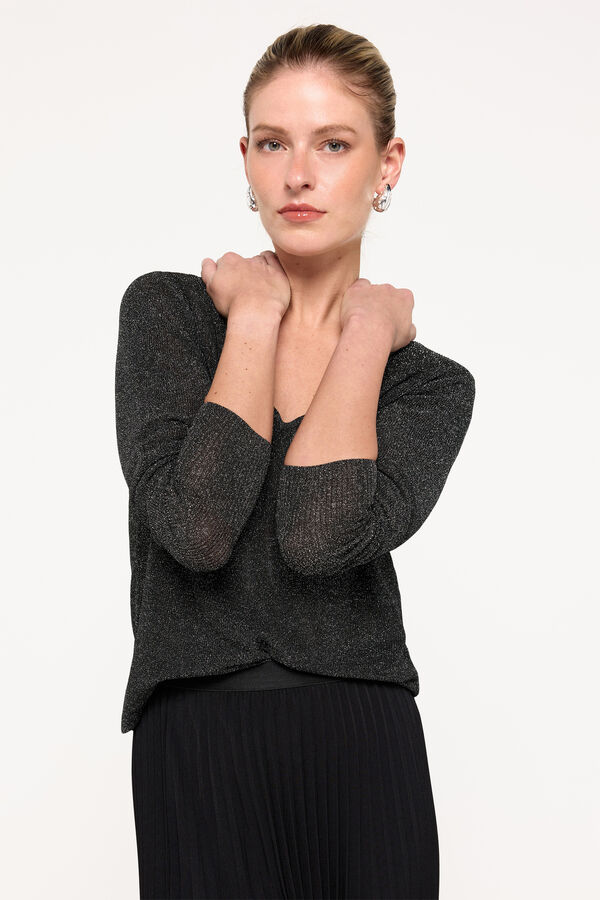 Milano Jersey de punto metalizado Negro