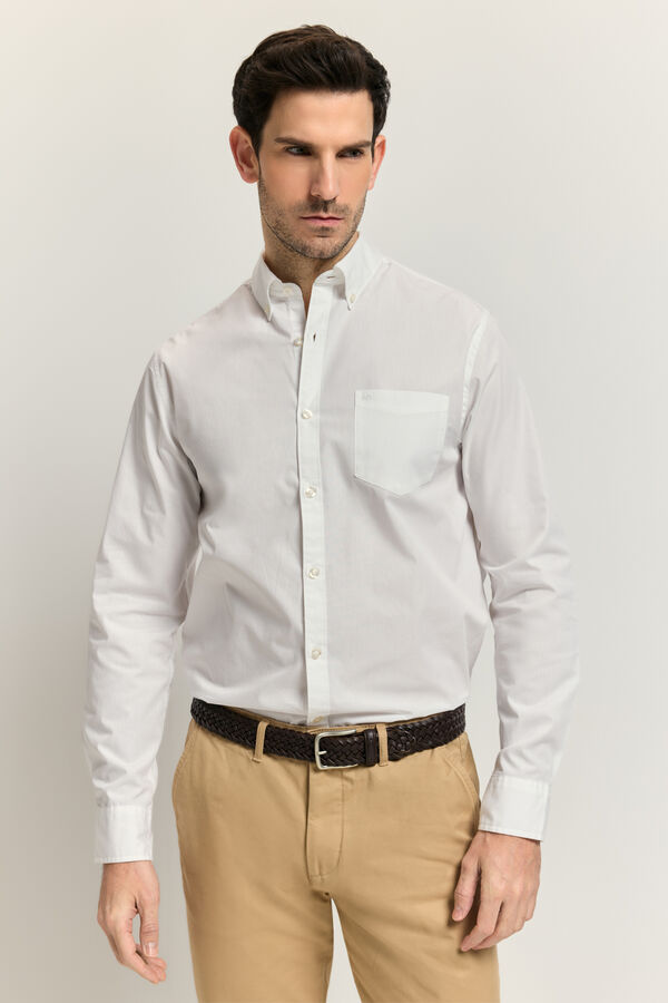 Milano Camisa lisa manga larga Blanco