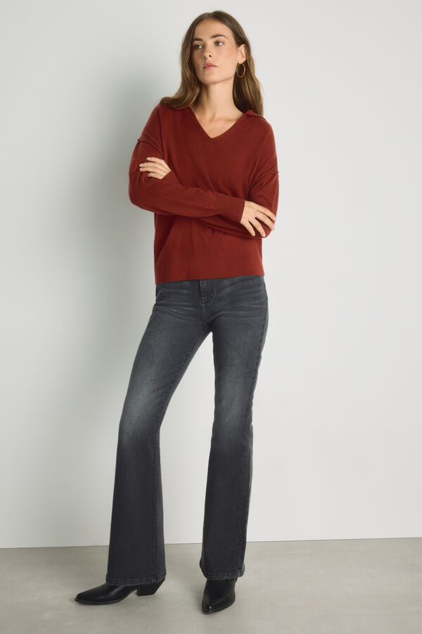 Milano Pantal&oacute;n denim flare Gris