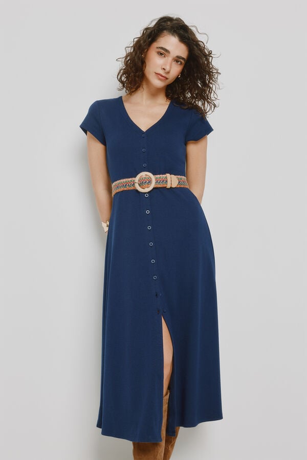 Milano Vestido escote pico Navy