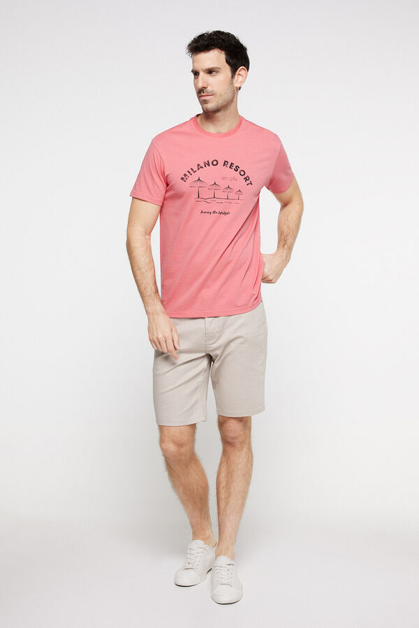 Fifty Outlet Camiseta estampada 100% algodón Rojo/Coral