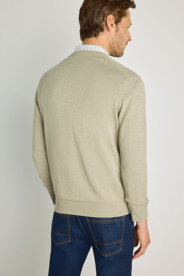 Pedro del Hierro Camisola gola em bico C&aacute;qui