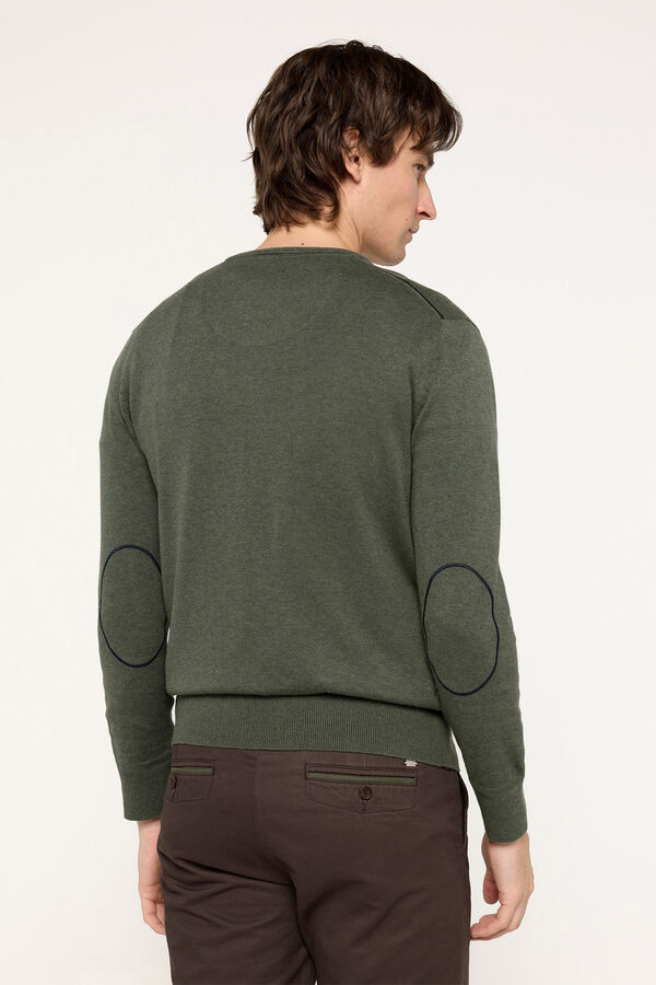 Milano Camisola com gola em bico com patch Verde