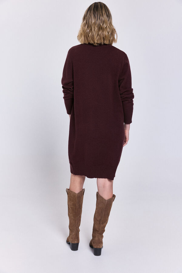 Milano Vestido malha com gola caixa Vinho