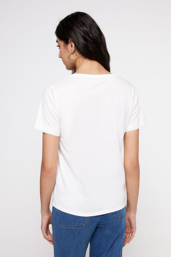 Fifty Outlet Camiseta fornitura manga Blanco