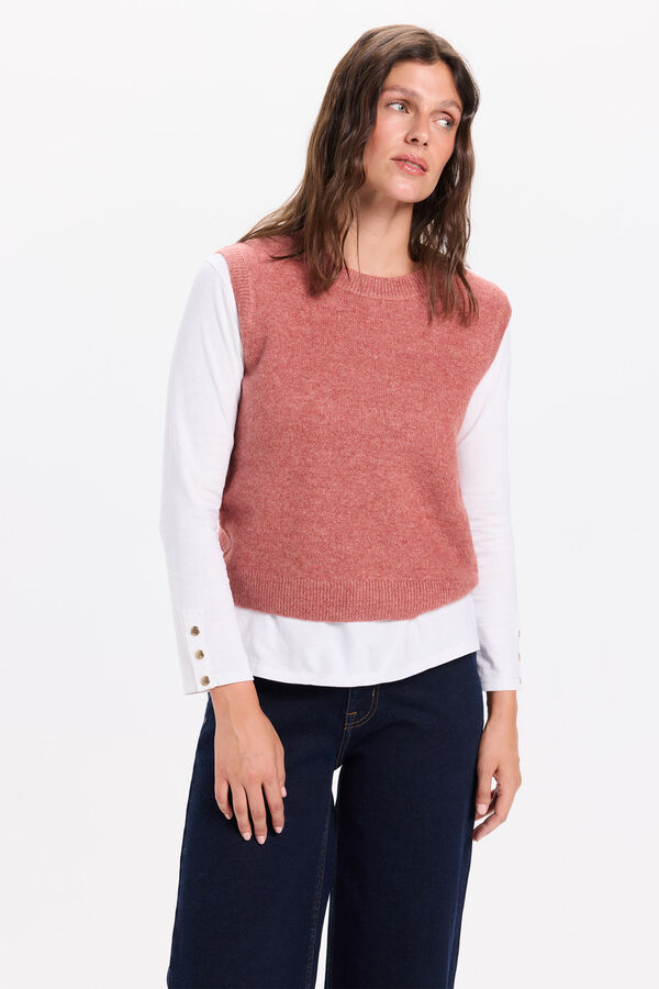 Milano Malha de colete com gola caixa laranja