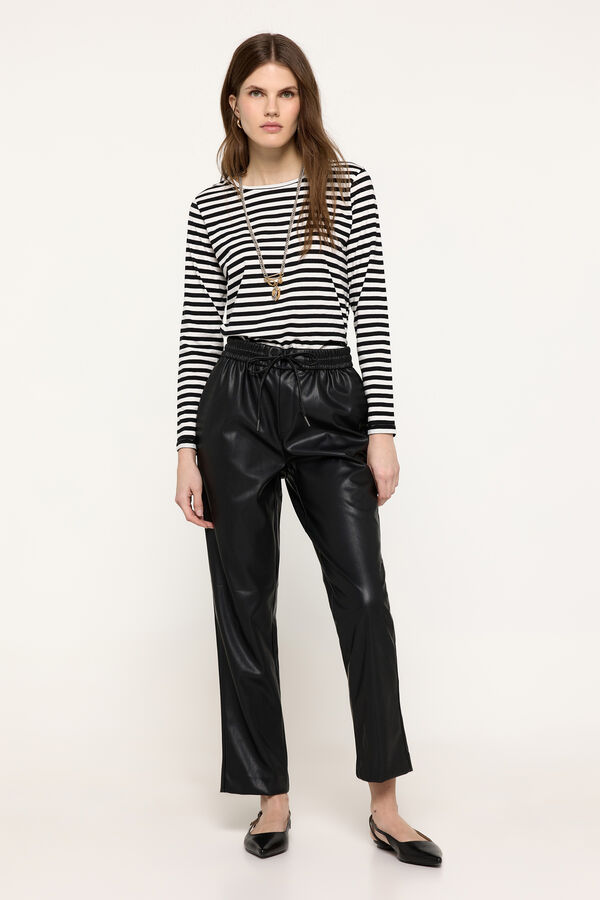 Milano T-shirt manga comprida riscas com lurex Preto