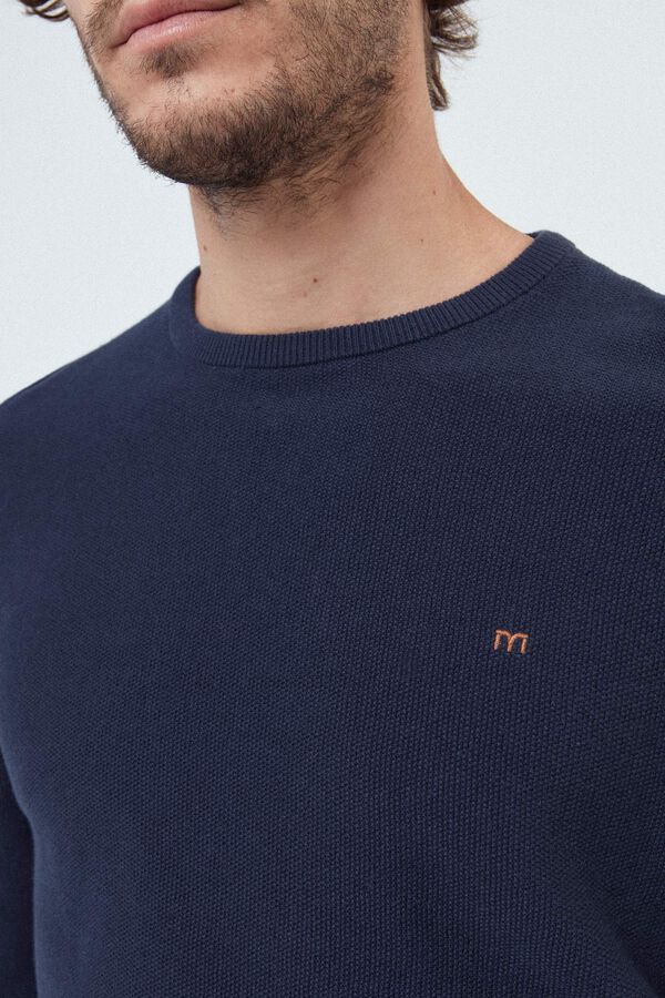 Fifty Outlet jersey cuello caja confeccionado en calidad algodón con microestructura Navy