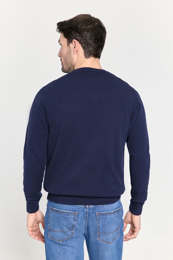 Pedro del Hierro Camisola com gola caixa e logo Marinho