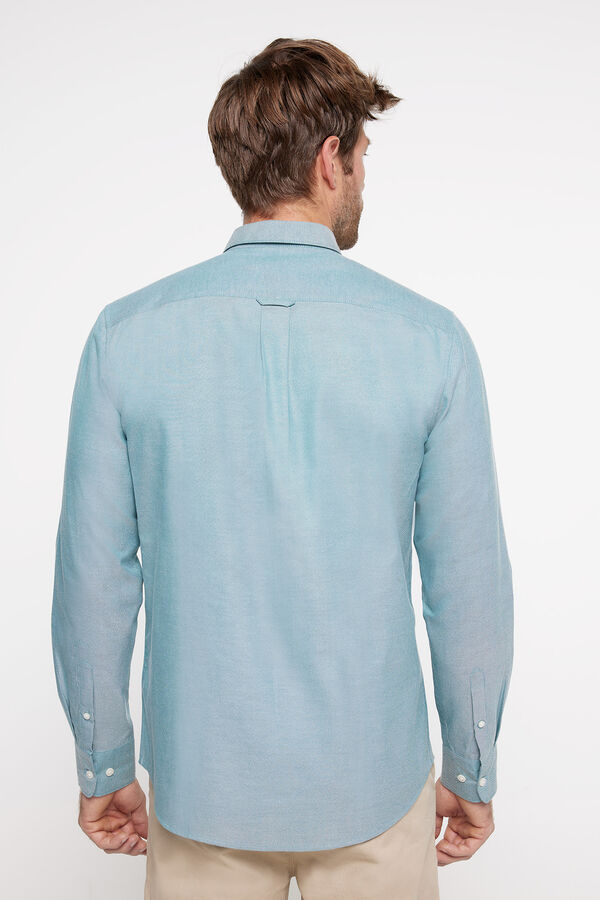 Milano Camisa oxford riscas Verde escuro