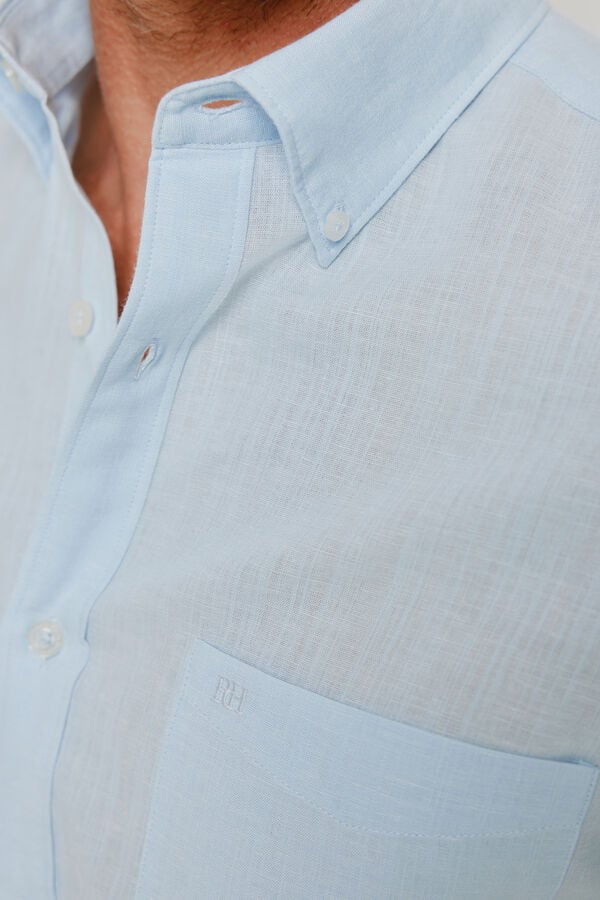 Pedro del Hierro Camisa lisa de manga curta Azul indigo