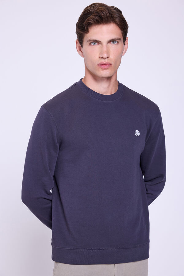 Springfield Sweatshirt com logo e gola redonda Cinzento oscuro