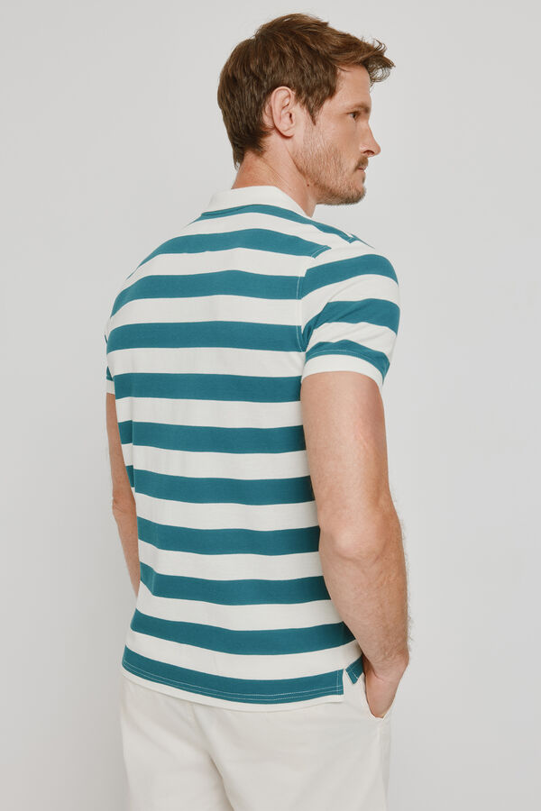 Milano Polo de riscas de manga curta Azul