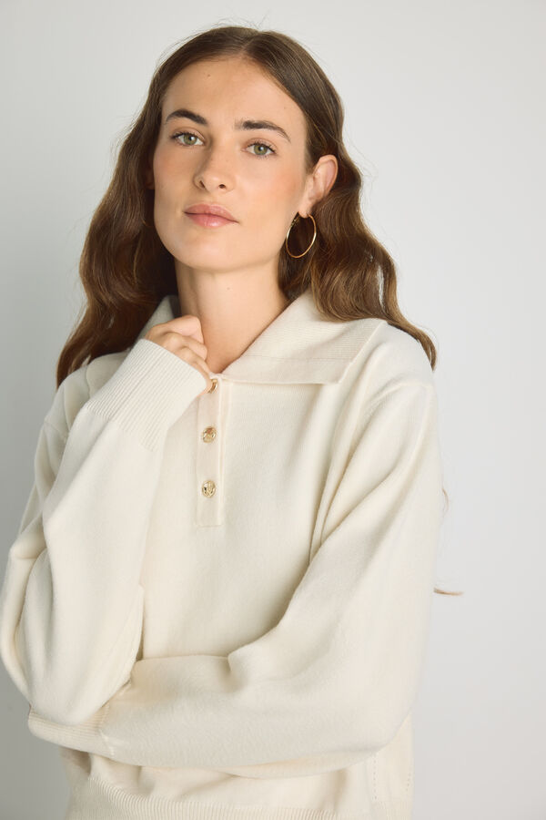 Milano Camisola gola polo Marfim