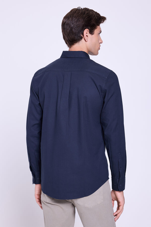 Springfield Camisa de sarja lisa Marinho