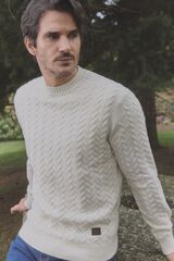 Pedro del Hierro Jersey trenzas cuello caja Marfil