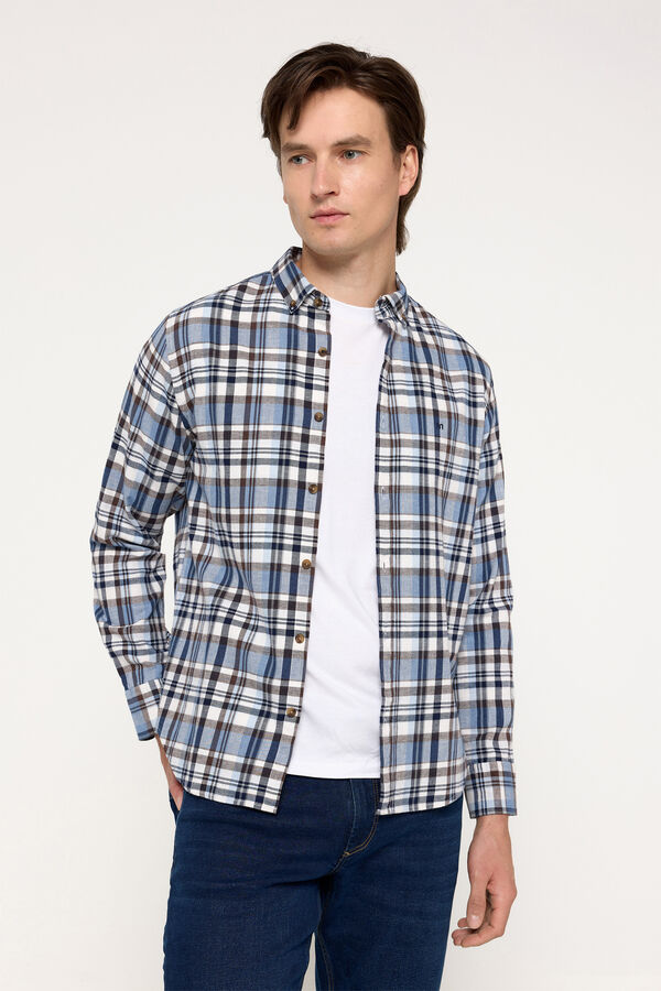Milano Camisa Twill Cuadros Azul