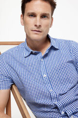 milano Camisa Slub Cuadros Azul