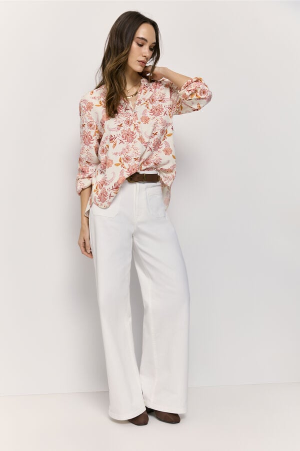 Milano Blusa estampada escote Rosa