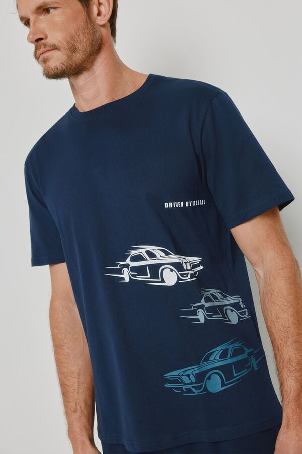 Milano Pijama de malha e tecido Marinho