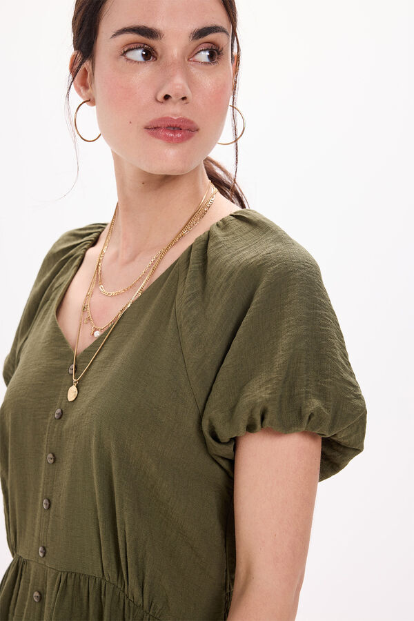 Milano Vestido curto evasê Cáqui escuro